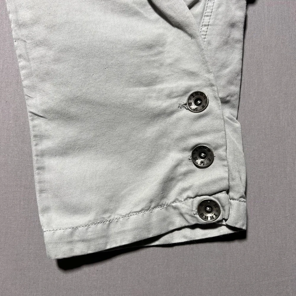 IKKS Cargo Pants Womens‎ 40 Light Gray Cropped Capri Drawstring Button Hem Twill